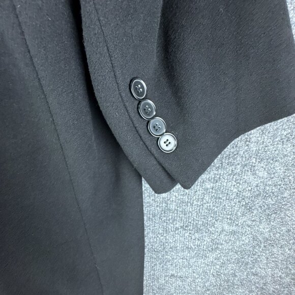 Calvin Klein Overcoat Mens 58R Black Wool Cashmere Blend Classic 3 Button - Picture 10 of 16